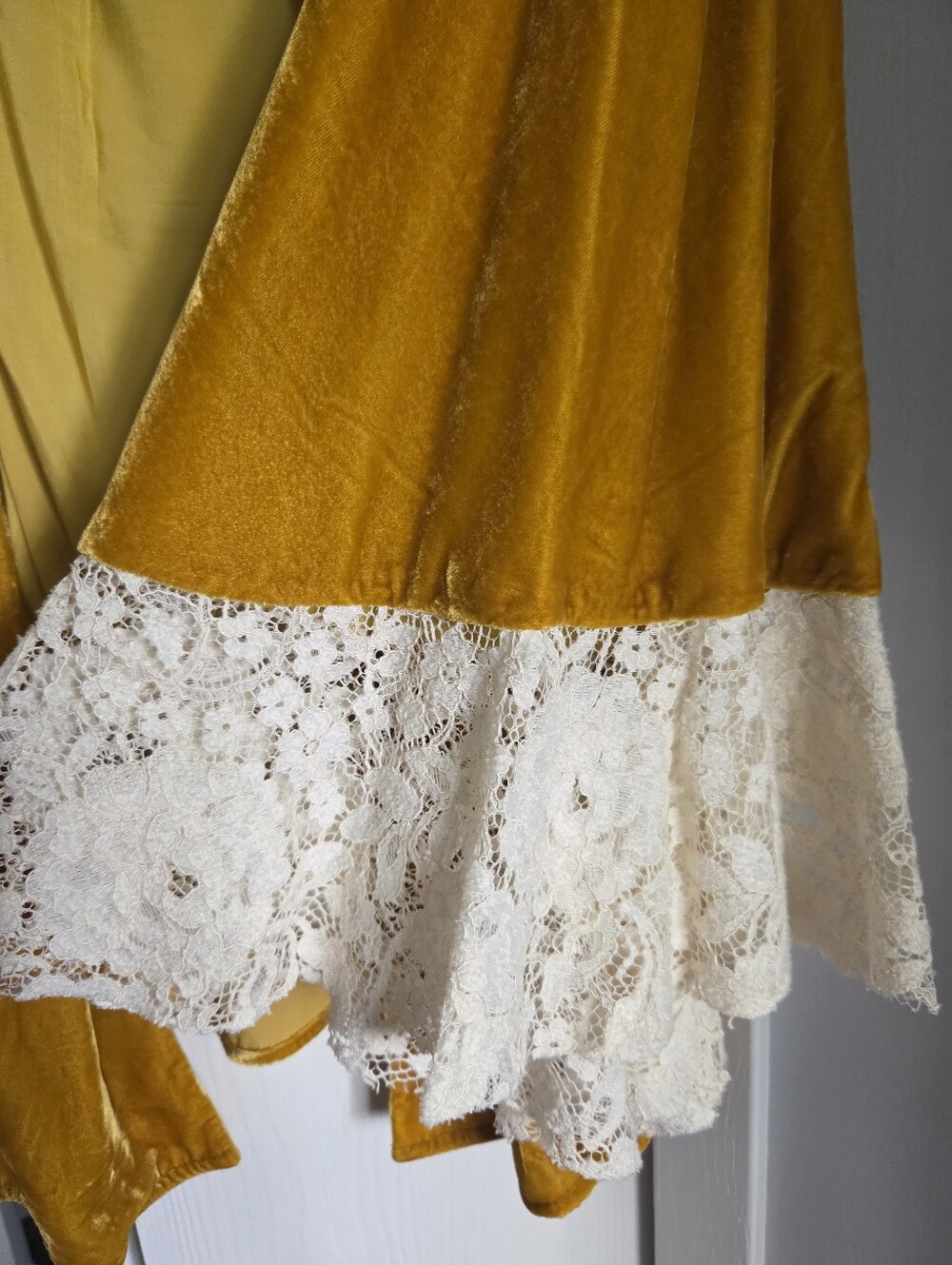 Free People Wanderlust Jacket Yellow Velvet Lace S - Picture 7 of 8